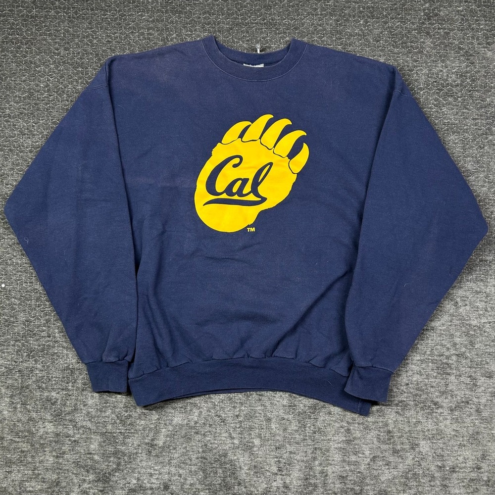 Hanes Cal Golden Bears Sweatshirt Men's Blue Paw Graphic Crewneck NCAA - XL